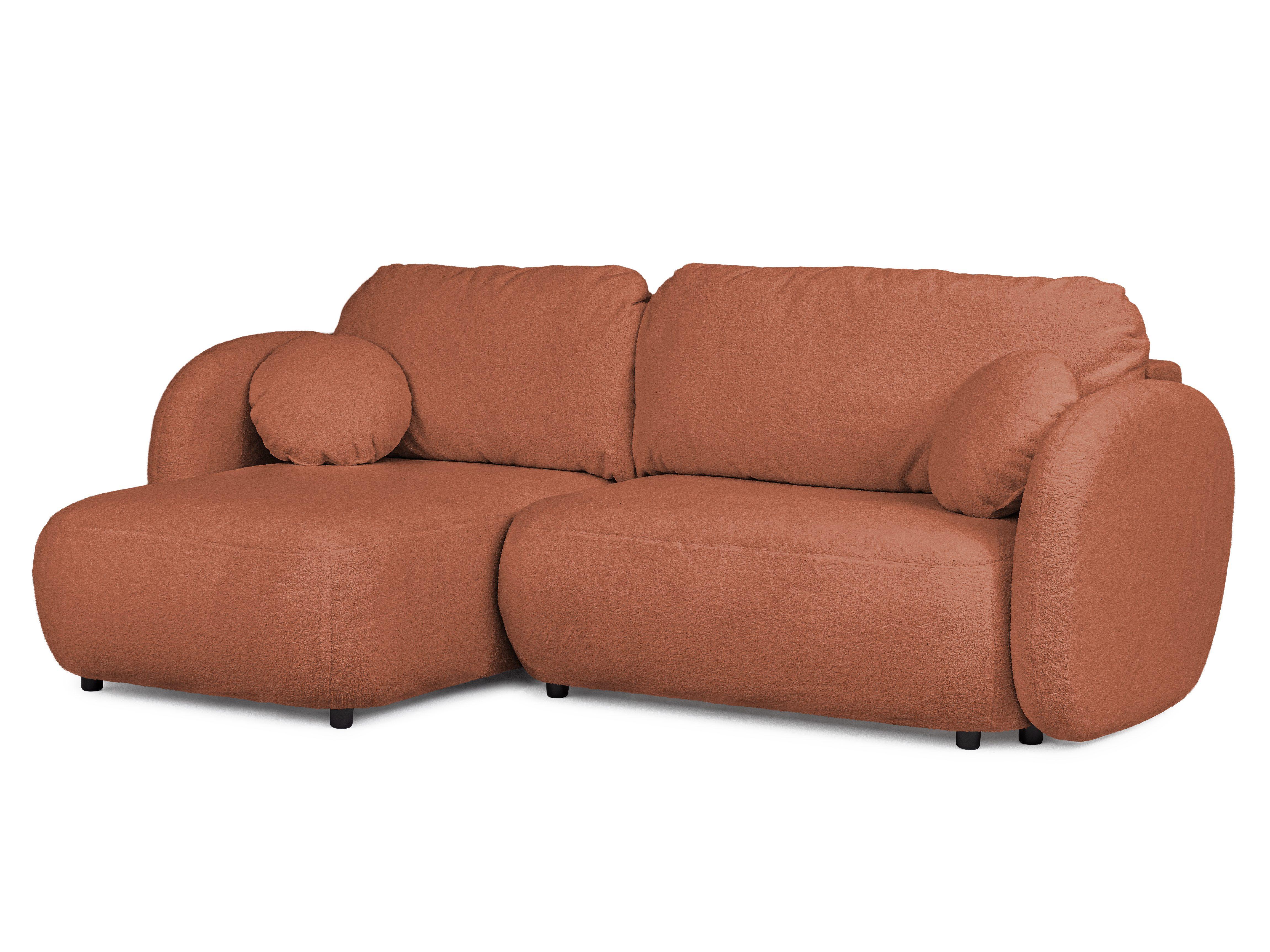ECKSOFA Candy mit Schlaffunktion Terrakotta Bouclé-Stoff - Ottomane links - Rostfarben/Terracotta, Holz/Kunststoff (230/146cm) - S-Style Möbel
