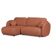 ECKSOFA Candy mit Schlaffunktion Terrakotta Bouclé-Stoff - Ottomane links - Rostfarben/Terracotta, Holz/Kunststoff (230/146cm) - S-Style Möbel