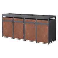 MÜLLTONNENBOX 4er mit Pflanzdach Anthrazit-Rostoptik - Rotbraun, Metall (264/124/80cm) - ML-DESIGN