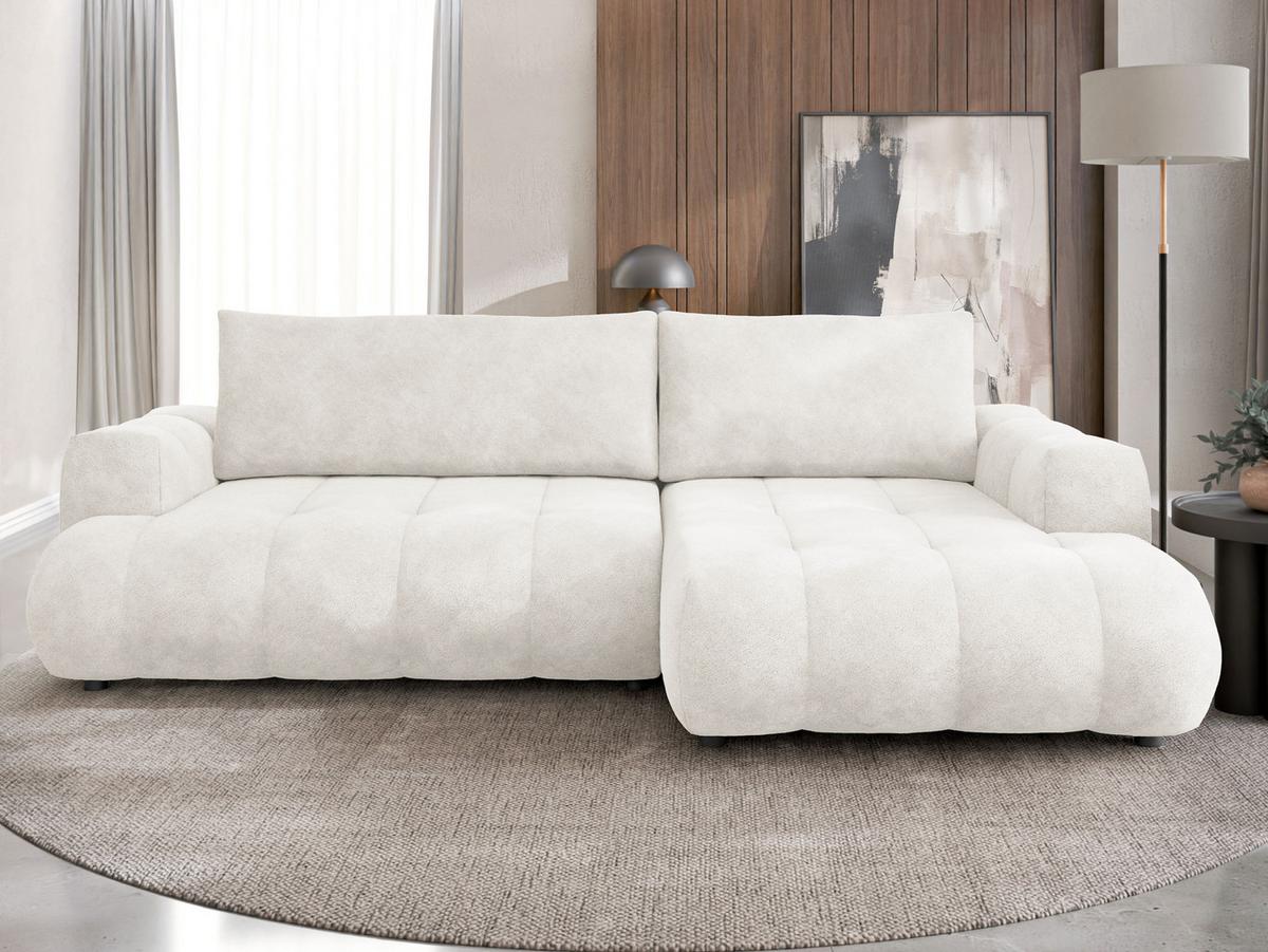 ECKSOFA Haiti, Seite: Rechts 2R+LC - Creme/Schwarz, Holz/Textil (156/276cm) - MIRJAN24