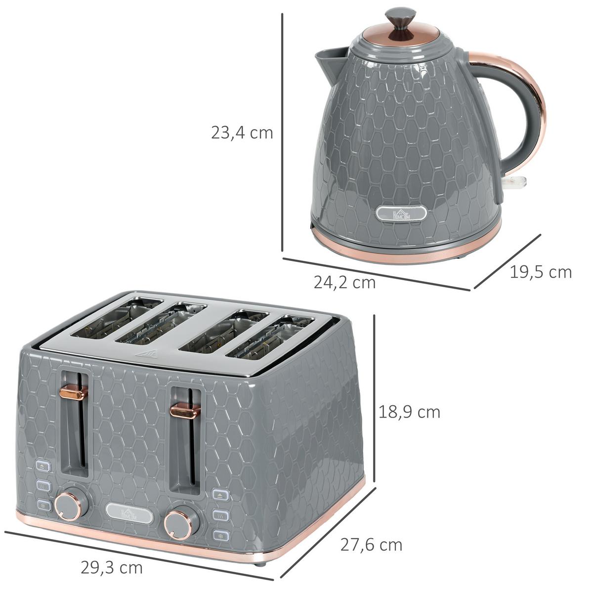 KOCHER-TOASTER-SET 2er Set Kunststoff Stahl Grau - Grau, Kunststoff (19.5/23.4/24.2cm) - HOMCOM