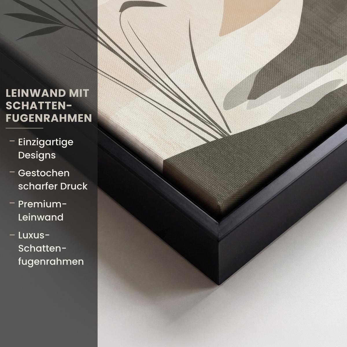 LEINWAND Bilder mit Rahmen - Japandi - Landschaft - Beige - 20x30 - Cognac, Textil (20/30cm) - MuchoWow