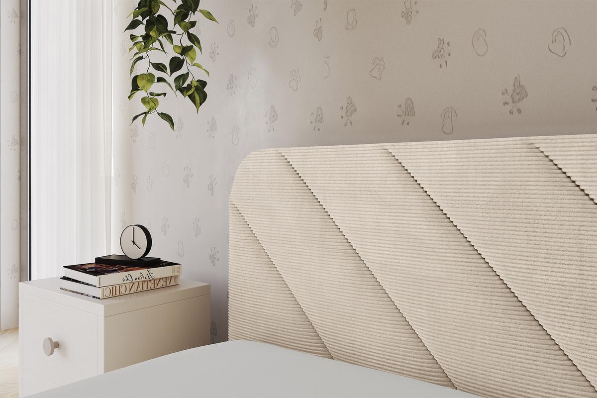 EINZELLBETT Jugendbett mit Bettkasten und Matratze H3/H4, Rechts - FIKY 90x200 Beige - Kaschmir, Holzwerkstoff/Textil (90/200cm) - ALTDECOR