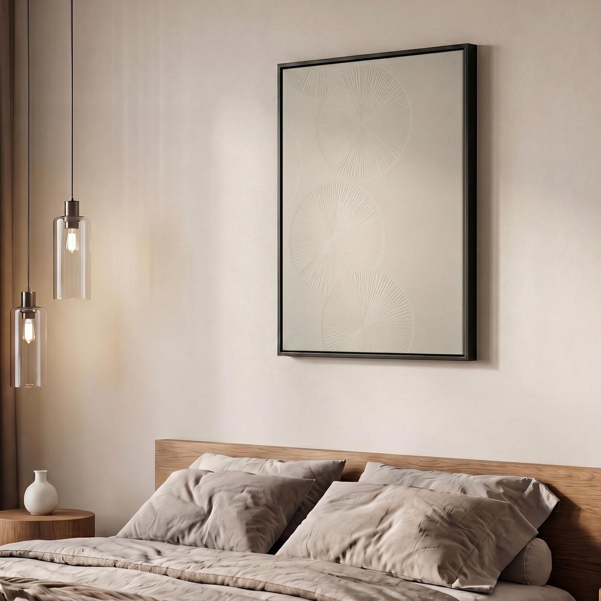 LEINWAND Bilder mit Rahmen - Japandi - Beige - Modern - 60x80 - Ecru, Textil (60/80cm) - MuchoWow