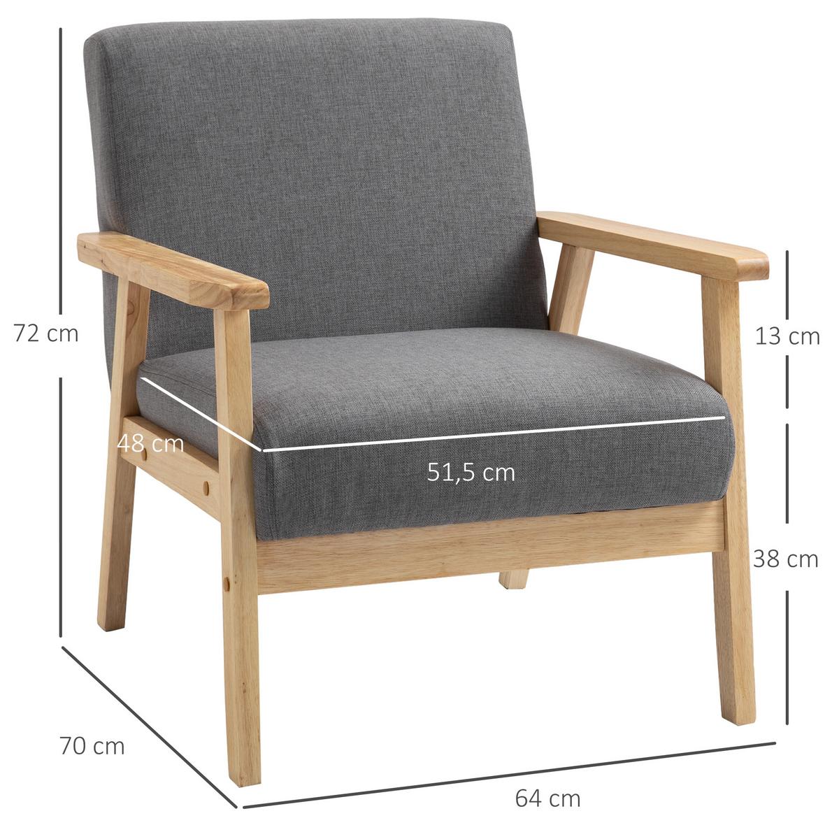 SESSEL mit Armlehnen in Leinenoptik - Grau, Textil (70/72/64cm) - HOMCOM