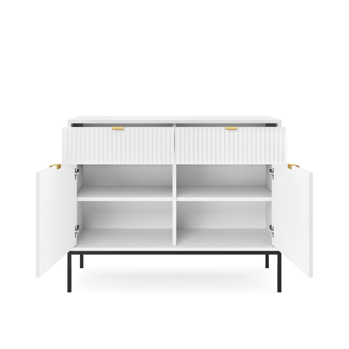KOMMODE STELLARE 104/83/39 cm mit 2 Schubladen 2 Türen Weiß - Weiß, Holzwerkstoff (104/83/39cm) - MASSENO
