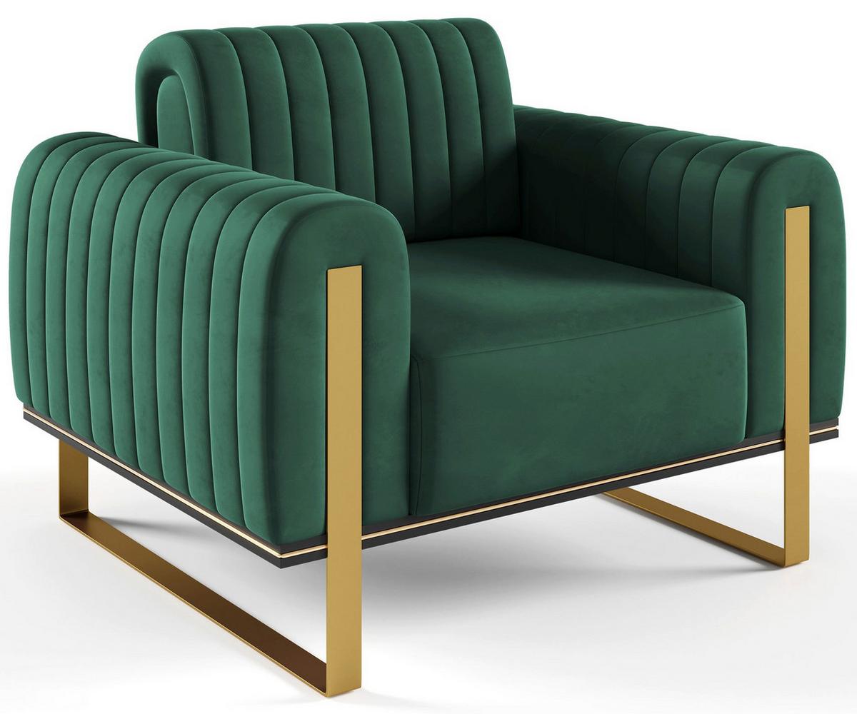 SESSEL Parissa 106 cm - Goldfarben/Grün, Holz/Metall (106/79/92cm) - Selsey