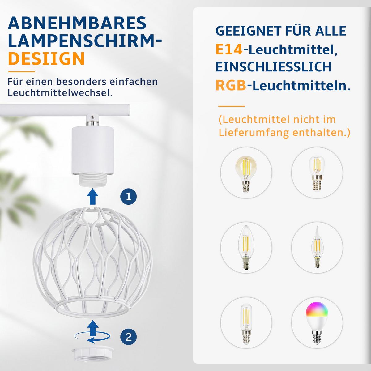 DECKENSTRAHLER Nyveth 70/10/18 cm - Weiß, Metall (70/10/18cm) - ZMH