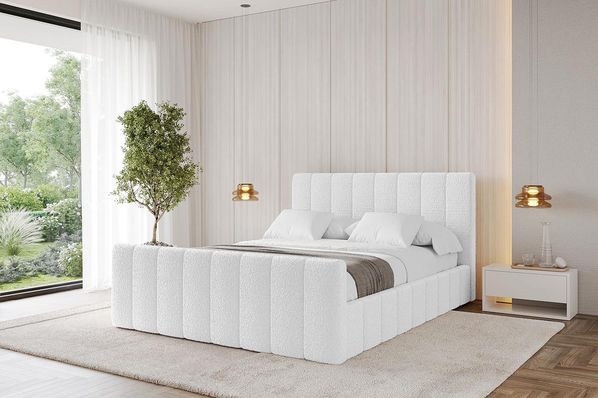 POLSTERBETT mit Bettkasten, Fußteil und Lattenrost, Boxbett ohne Matratze - FINO-Z 180x200 Weiß - Weiß, Holzwerkstoff/Textil (180/200cm) - ALTDECOR