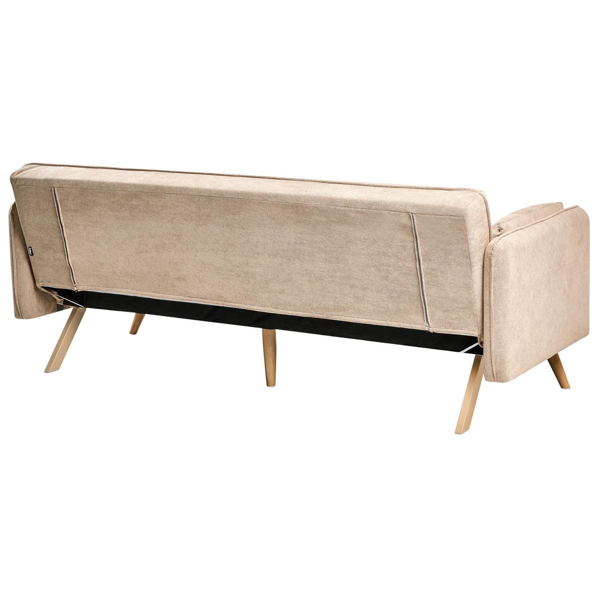 SCHLAFSOFA Stoff Hellbraun Asaa - Hellbraun/Braun, Textil (205/76/80cm) - Beliani