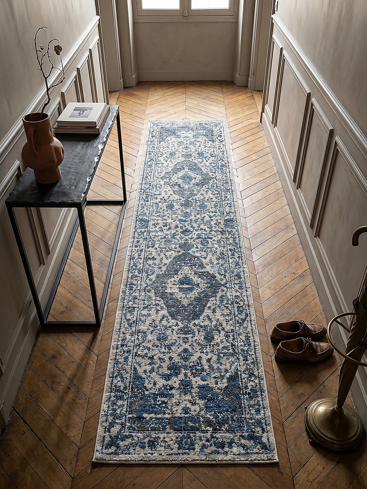 TEPPICH ADUR, orientalisch mit Medaillon, Blau, 60 x 230 cm - Blau, Textil (230/60cm) - KADIMA DESIGN