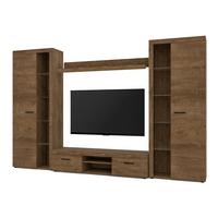 WOHNWAND Spacoro XL Lefkas 300/190/40 cm Viel Stauraum ohne LED - Braun, Holzwerkstoff/Kunststoff (300/190/40cm) - AX Living