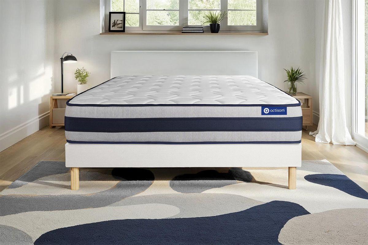 BETT Actimemo ergo Memory-Schaum 80 x 200 cm h3 - Kit Bettgestell Weiß - Beige/Weiß, Karton/Holz (80/200cm) - ACTISOM