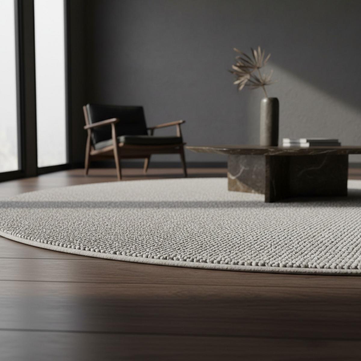 TEPPICH Flachgewebe CIMA in Silber, einfarbig, Ø 160 cm - Silberfarben, Textil (160/160cm) - KADIMA DESIGN