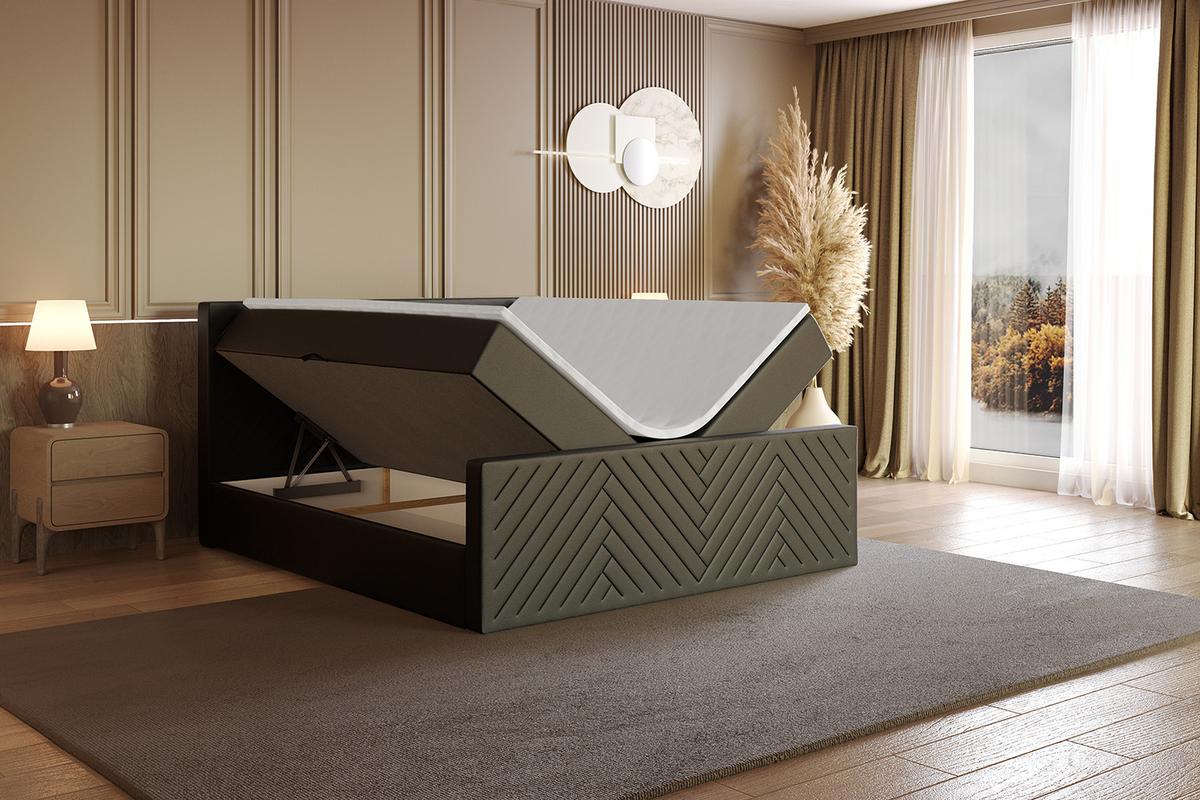 BOXBETT mit Matratze H4 und Lattenrost - VEXA-Z - 120x200 - Schwarz Kunstleder - Schwarz, Holzwerkstoff (120/200cm) - ALTDECOR