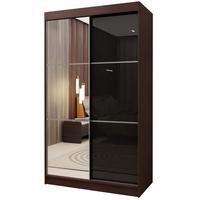 SCHWEBETÜRENSCHRANK VITALE 120/216/61 cm 2-türig mit Spiegel Wengefarben - Wengefarben/Schwarz, Holzwerkstoff (120/216/61cm) - MASSENO