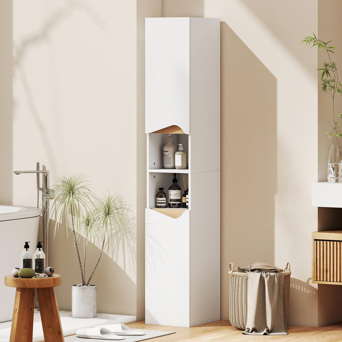 BADEZIMMERSCHRANK Spanplatte Weiß - Weiß, Holzwerkstoff (30/180.5/34.6cm) - HOMCOM