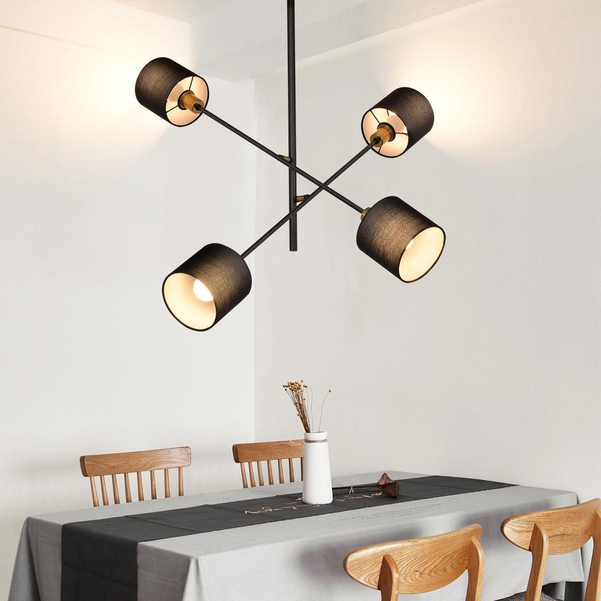 PENDELLEUCHTE Reiner 4-flammig 68/68/85 cm - Schwarz, Metall (68/68/85cm) - Nettlife