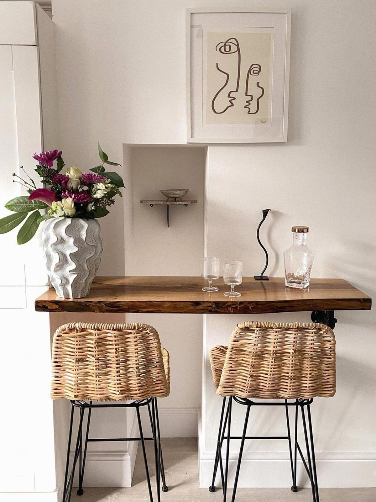 BARHOCKER 2er-Set Rattan Beige Cassita - Beige, Naturmaterialen/Metall (43/103/47cm) - Beliani