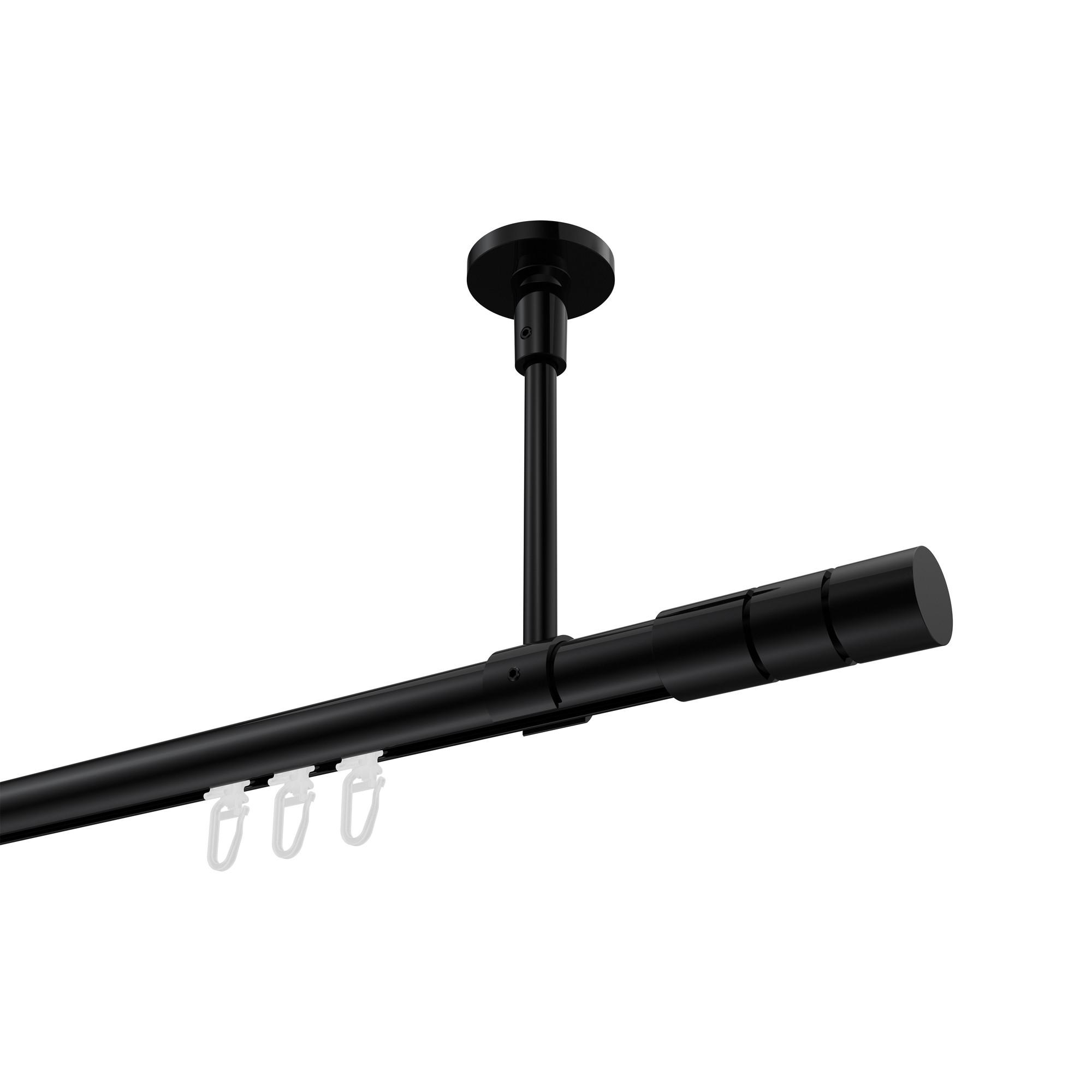 GARDINENSTANGE INNENLAUF Sonette Elanto 480 cm (geteilt in 3 x 160 cm), 1-läufig, 20 mm Ø Schwarz - Schwarz, Metall (480cm) - INTERDECO