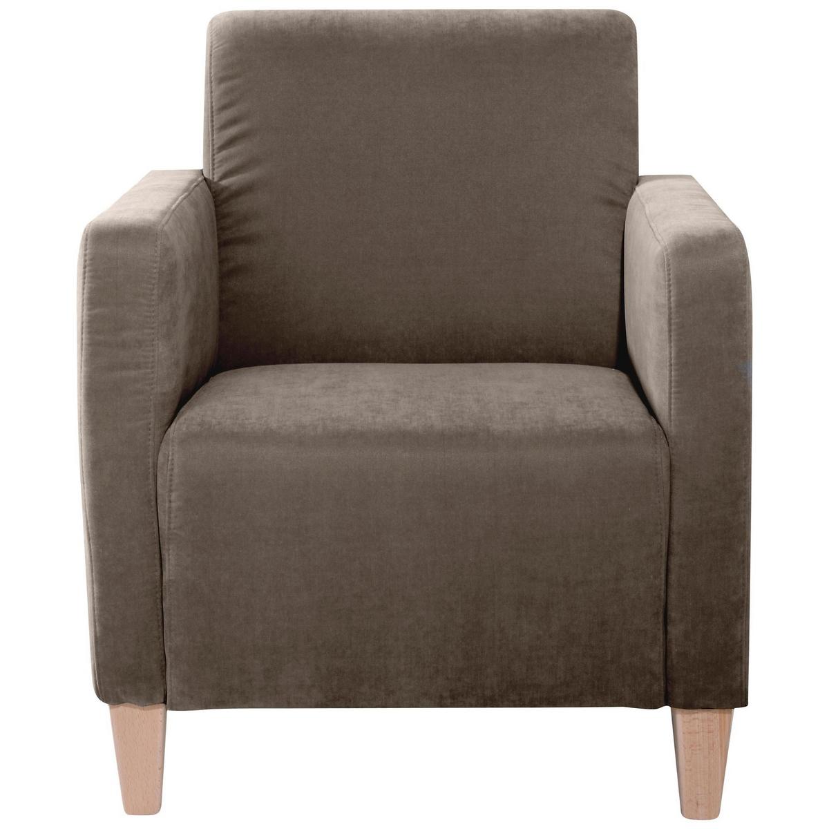 SESSEL Karol Bezug Veloursstoff Buche natur / sahara - Gelb, Kunststoff (71/81/70cm) - 58aufmkessel