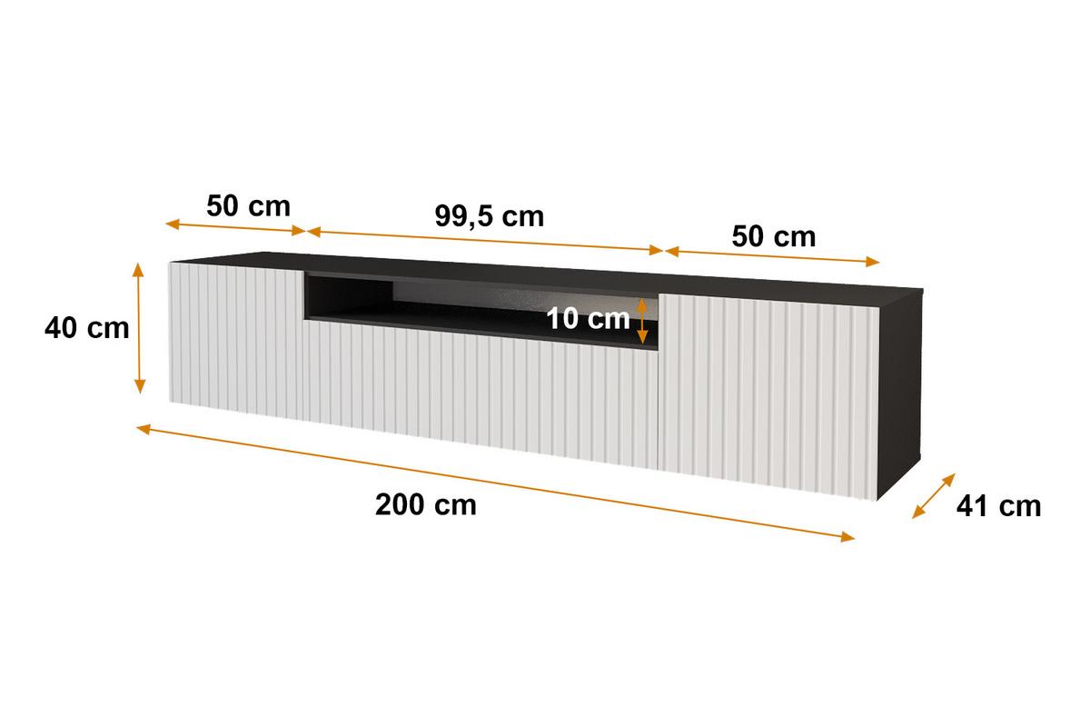 LOWBOARD KITO-W 200x40x41 cm - Schwarz / Weiß - Schwarz/Weiß, Holzwerkstoff (200/40/41cm) - ALTDECOR