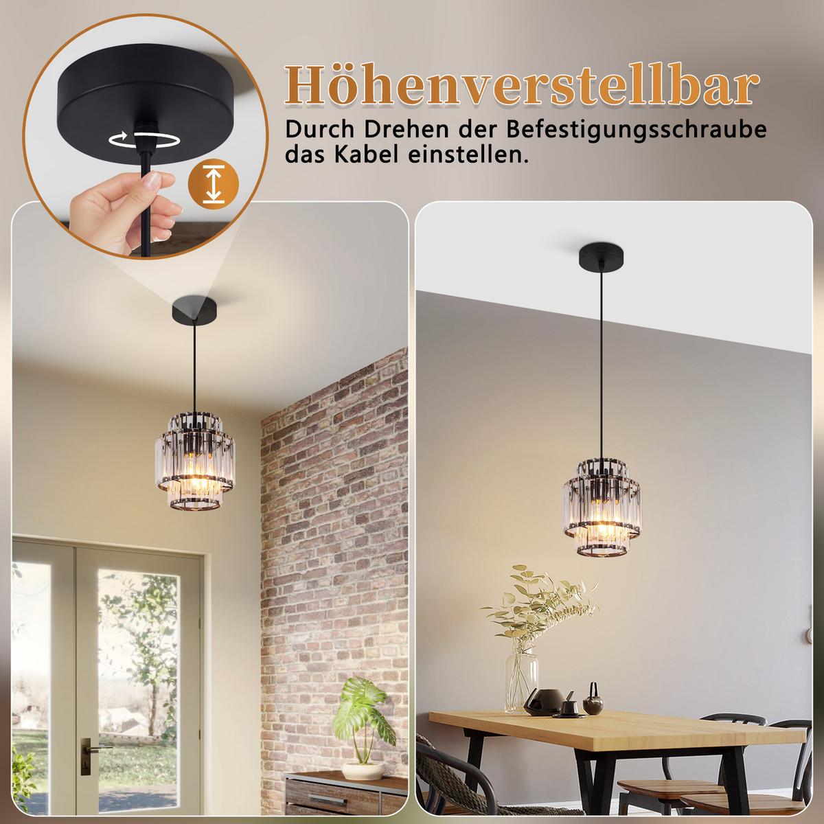 PENDELLEUCHTE Marenor 16/16/143 cm - Schwarz, Glas/Metall (16/16/143cm) - ZMH