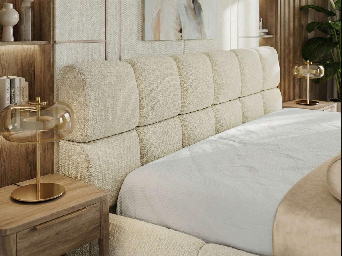 POLSTERBETT NIRA CLASSIC 160/200 - Creme Strukture - Multipocket-Matratze - Creme, Textil (160/200cm) - MKS