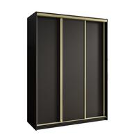 SCHWEBETÜRENSCHRANK NISSE 150/205/60 cm 3-türig Schwarz - Schwarz, Holzwerkstoff (150/205/60cm) - MASSENO