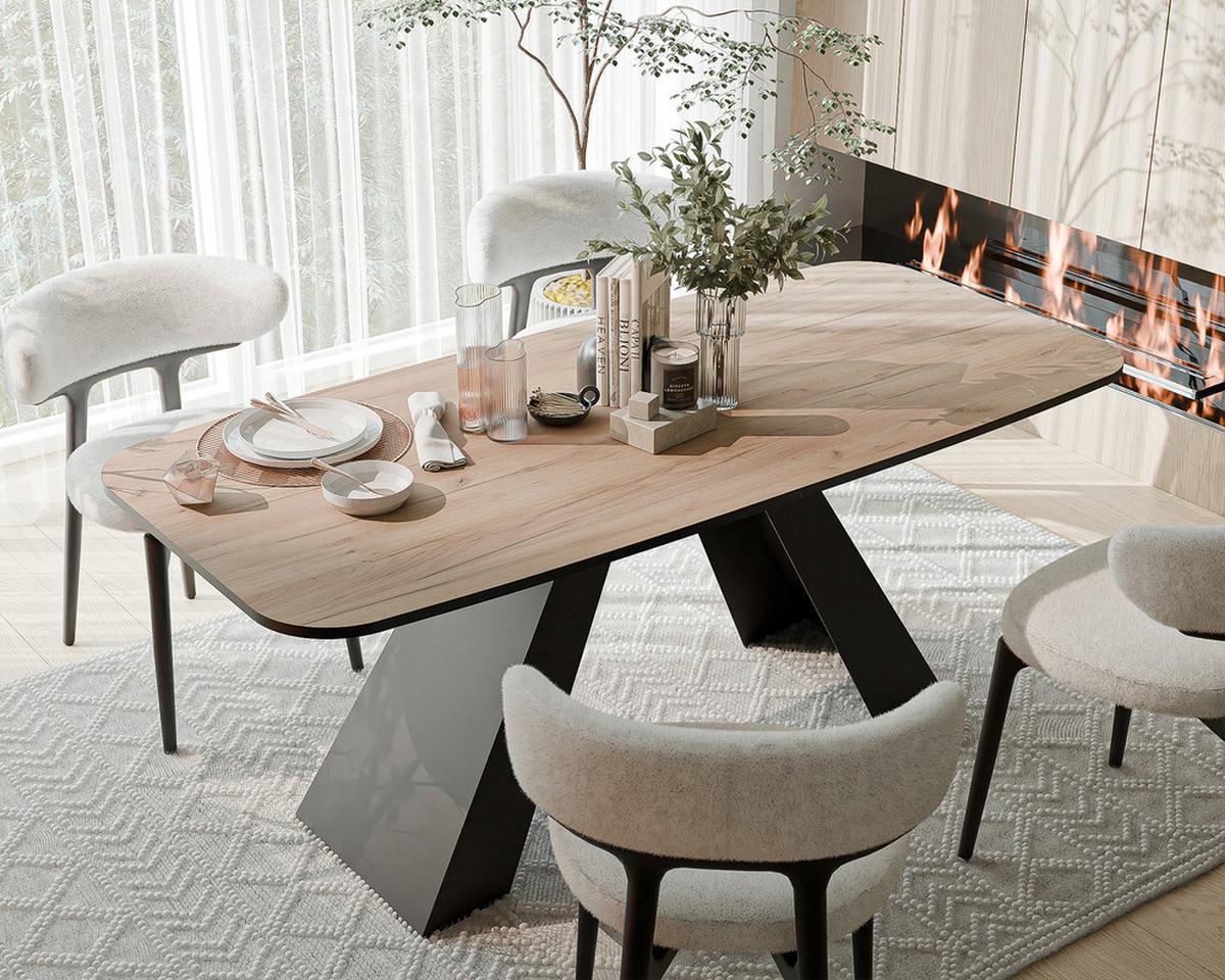 AUSZIEHTISCH ZENITH 180/90/76 cm mit Metallgestell, Schwarz / Eiche - Eiche Wotan/Schwarz, Holzwerkstoff/Metall (90/180/76cm) - Idohome
