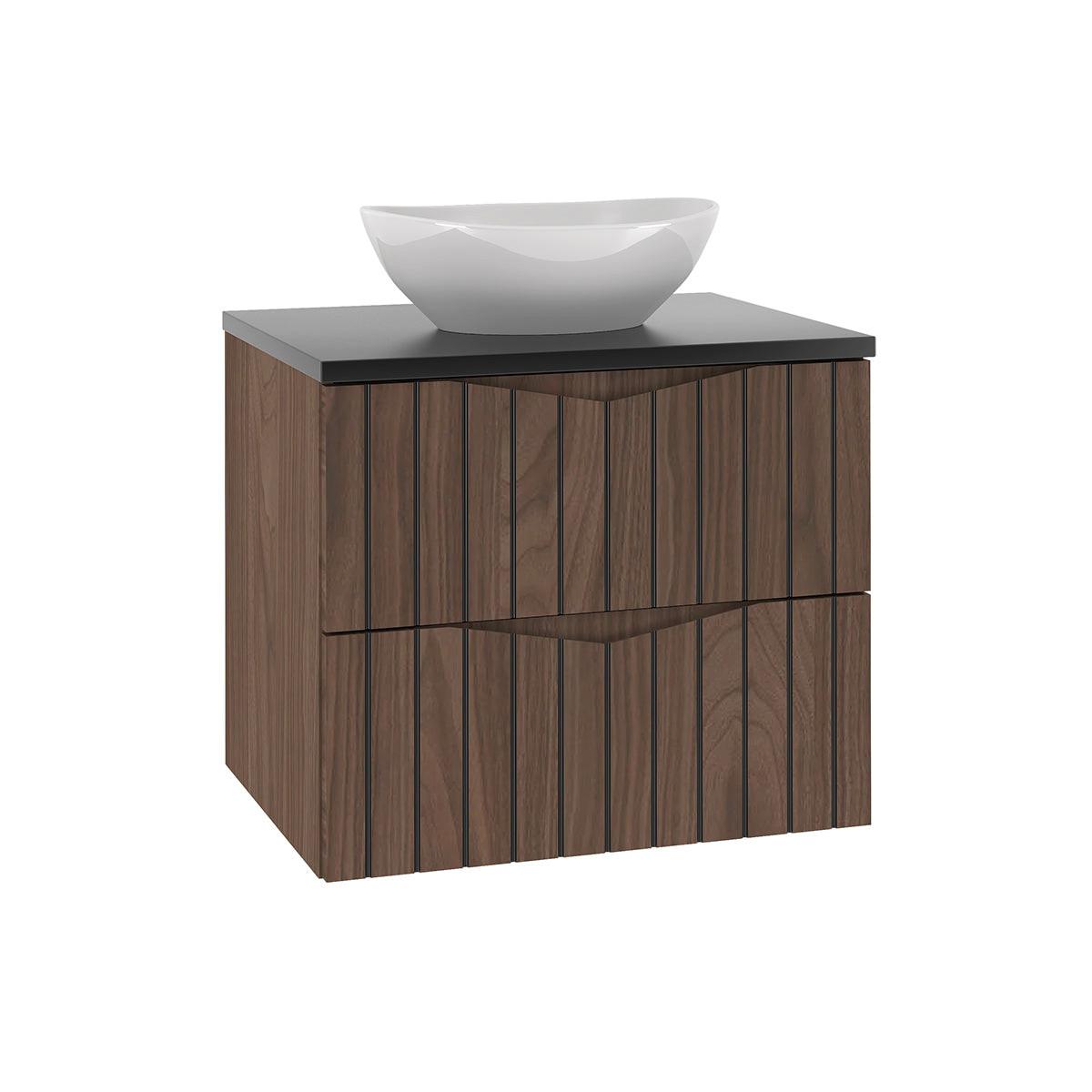 BADMÖBEL 60.6cm Siena 2er-Set Holz und Schwarz - Schwarz, Holzwerkstoff (60.6/52.2/46.5cm) - Petits-meubles