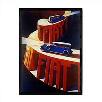 POSTER Fiat Vintage A3 Schwarzer Rahmen - Schwarz, Papier (29.7/5/42cm) - Nacnic