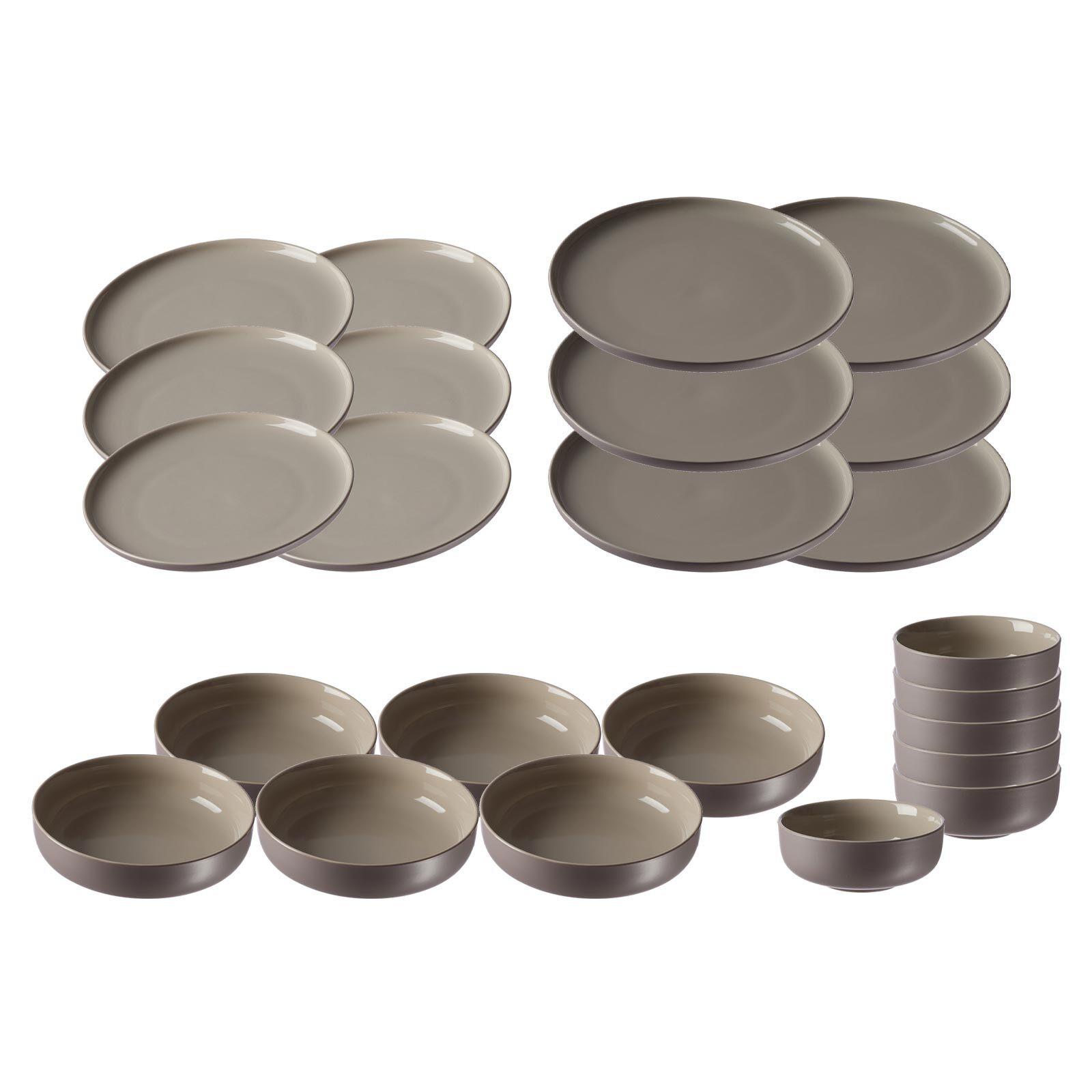 TELLER UND SCHALENSET Jasper taupe 24er Set - Taupe, Keramik (2/2/2cm) - Ritzenhoff Breker