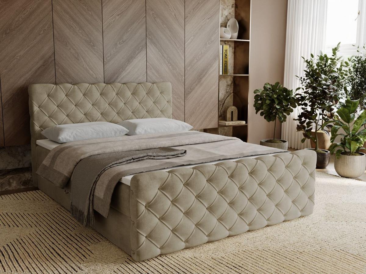 BOXBETT Lunaris 180x200 Hellbraun - Hellbraun, Holz/Textil (180/200cm) - Graingold