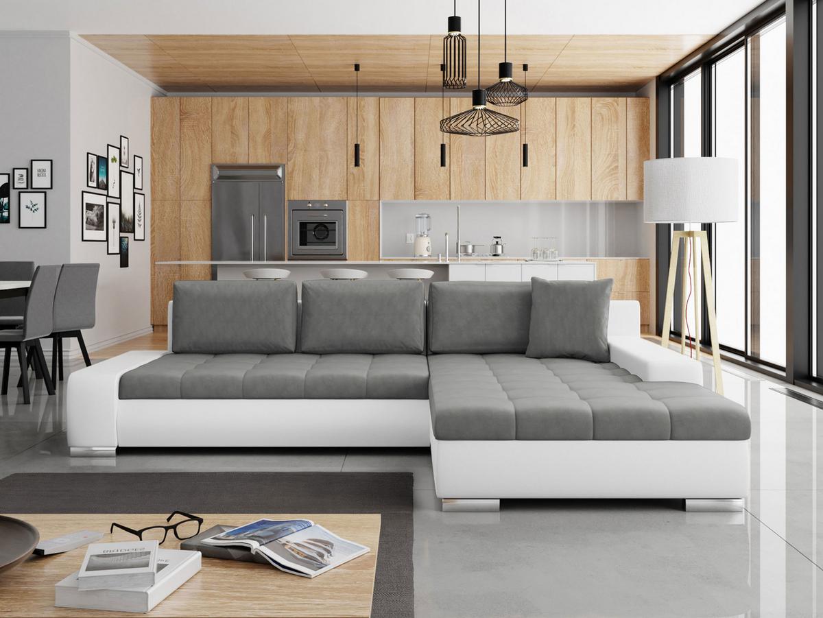 ECKSOFA Orkan - Weiß/Grau, Holz/Textil (302/213cm) - MIRJAN24