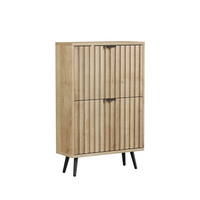 SCHUHESCHRANK Eichenfarben Mid-Century Mit 2 Kippfächern - Eichefarben, Holzwerkstoff (60/95/24cm) - Urban Meuble