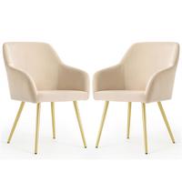 POLSTERSTUHL 2er Set, Metallbeine Creme 54,5/83/58 - Creme, Textil (55/83/51cm) - RAUMHIRSCH FURNITURE