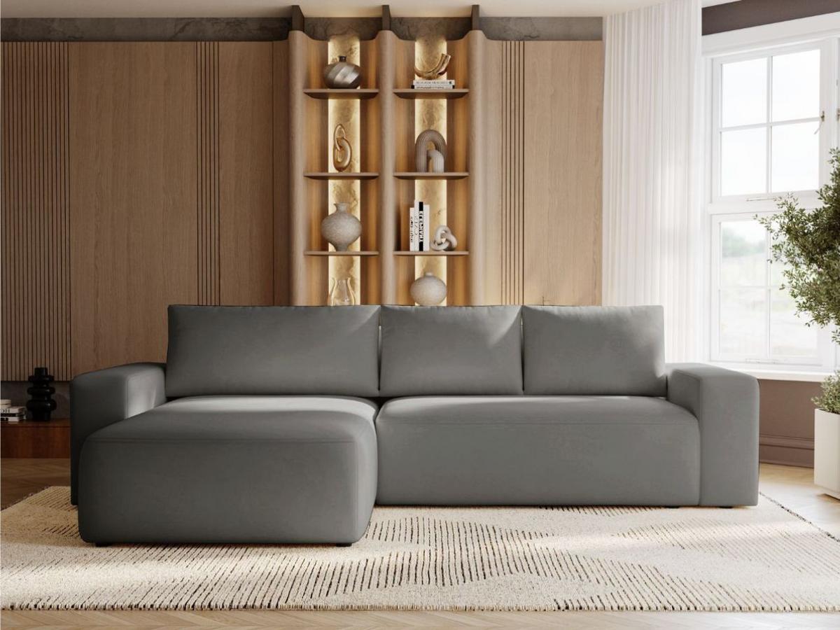 ECKSOFA Tazones Dunkelgrau Links - Dunkelgrau, Holz/Kunststoff (250/165cm) - Graingold