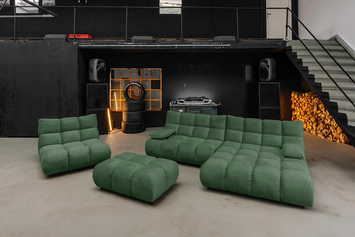 SITZGRUPPE VIVIEN 3ER SET Smaragdgrün Velvet (1er-Set) - Smaragdgrün, Kunststoff/Textil (510/85/359cm) - KAWOLA