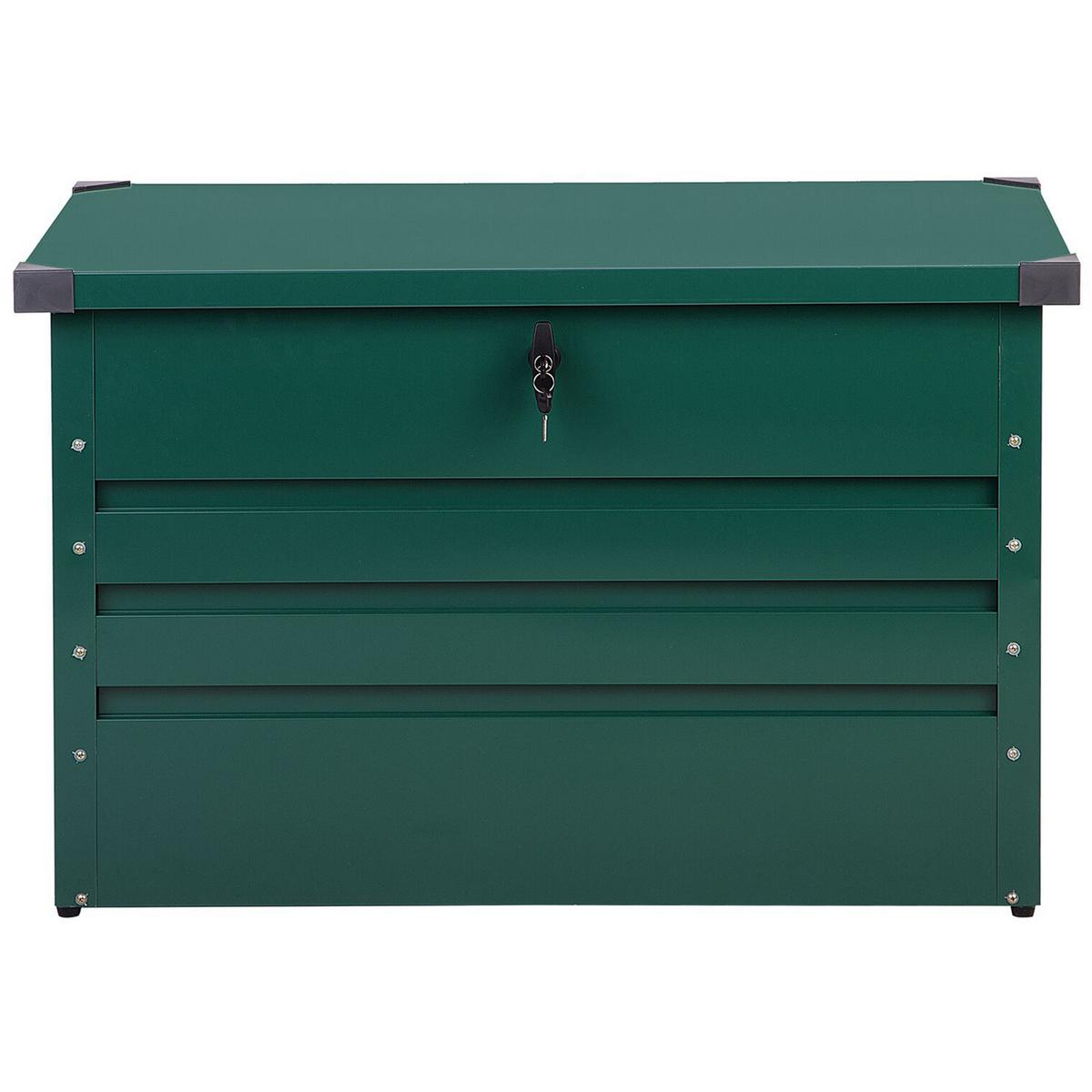 AUFLAGENBOX Stahl dunkelgrün 100/62 cm Cebrosa - Grün, Metall (100/64/62cm) - Beliani