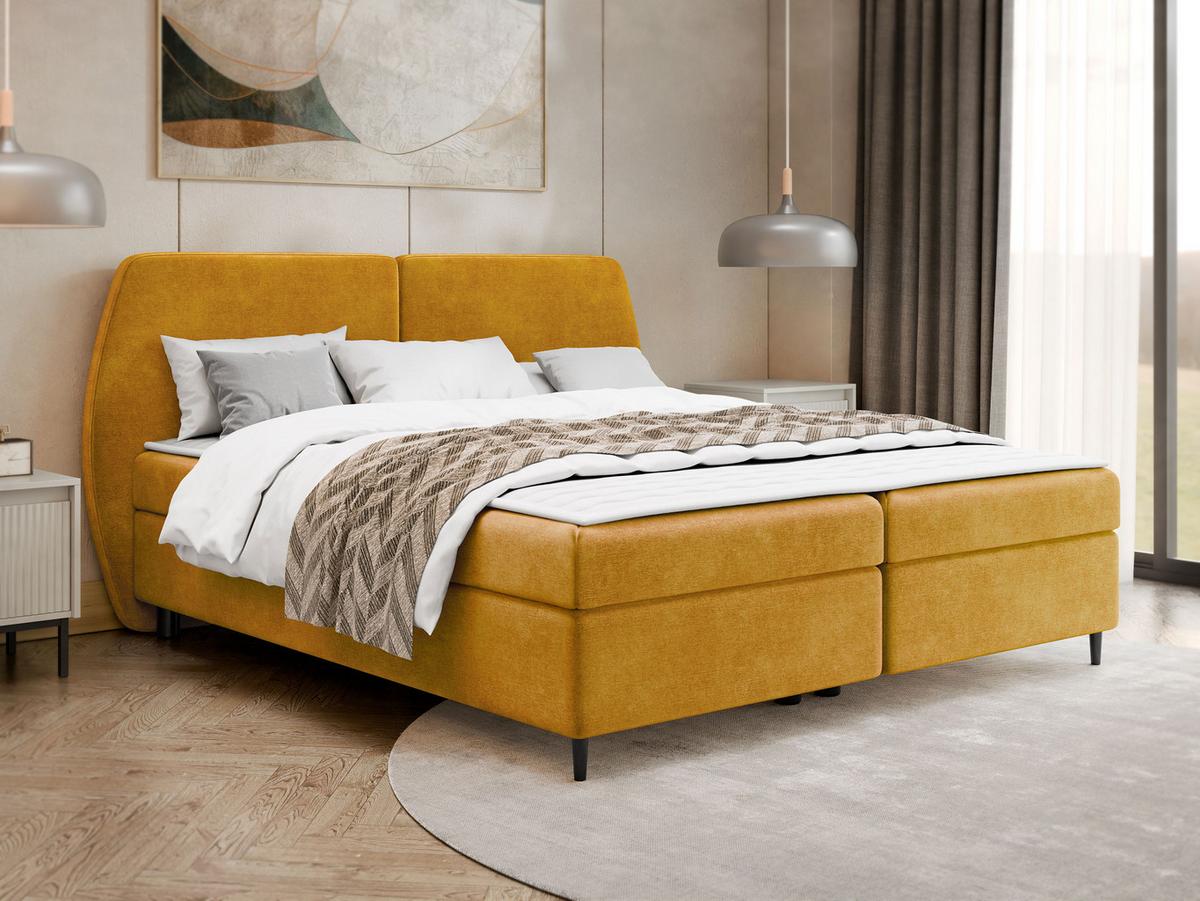 BOXBETT Madryt - H3 - Currygelb/Schwarz, Holz/Holzwerkstoff (160/200cm) - MIRJAN24
