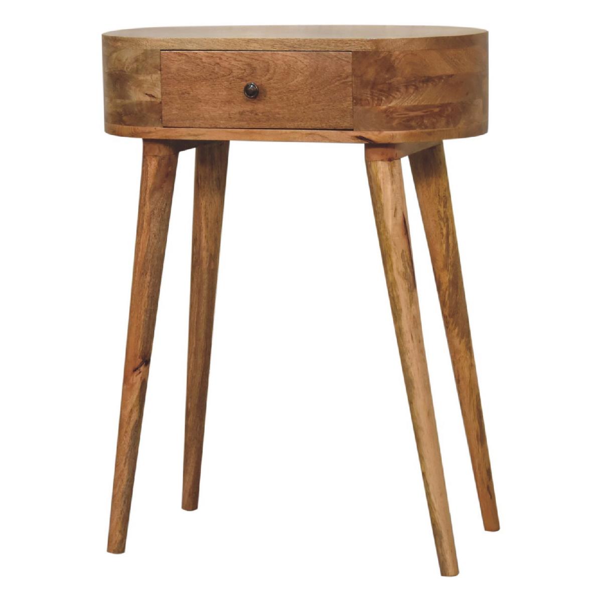 NACHTTISCH aus Massivholz, 1 Schublade, Nordische Beine, Beige - Messingfarben/Braun, Holz/Metall (60/78/30cm) - Artisan Furniture