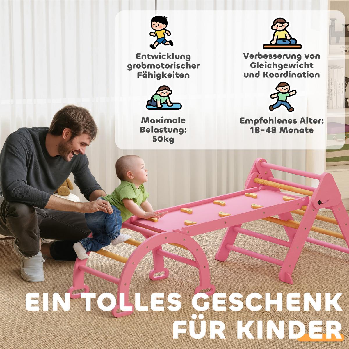 KLETTERGERÜST Pappelholz Kieferholz Rosa - Rosa, Holz (70/59/188cm) - AIYAPLAY