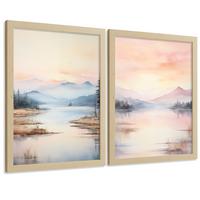 POSTER 2er-Set Wandbilder Sonnenuntergang modern Wohnzimmer Deko, Schlafzimmer, Küche, Badezimmer Rahmenlos A3 - Beige, Papier (29.7/1/42cm) - Nacnic