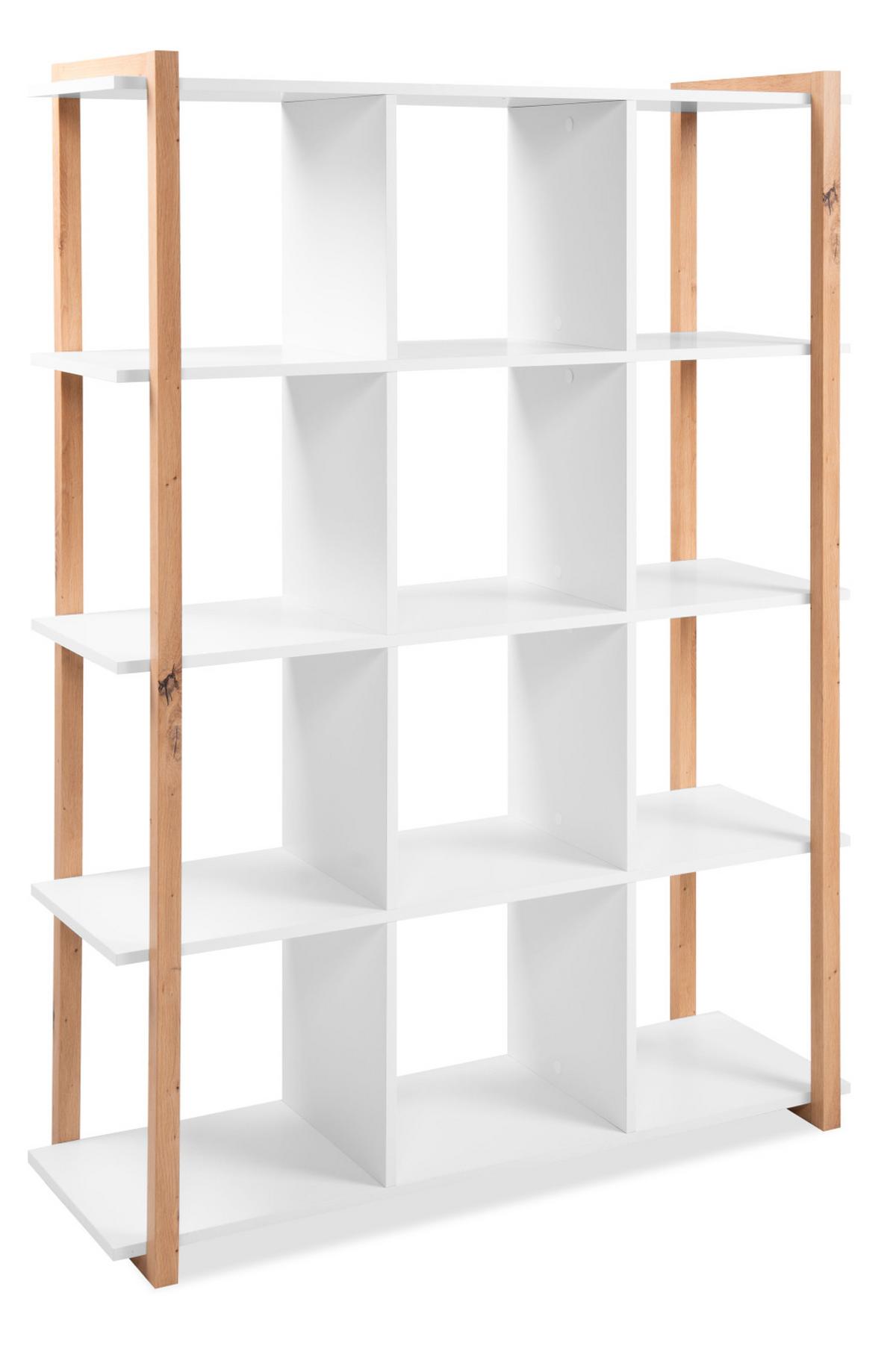 REGAL weiß, Eiche Artisan 107 x 145 cm, Bücherregal mit 12 Fächern - Weiß/Eiche Artisan, Holzwerkstoff (107/145/39cm) - Furn.Design