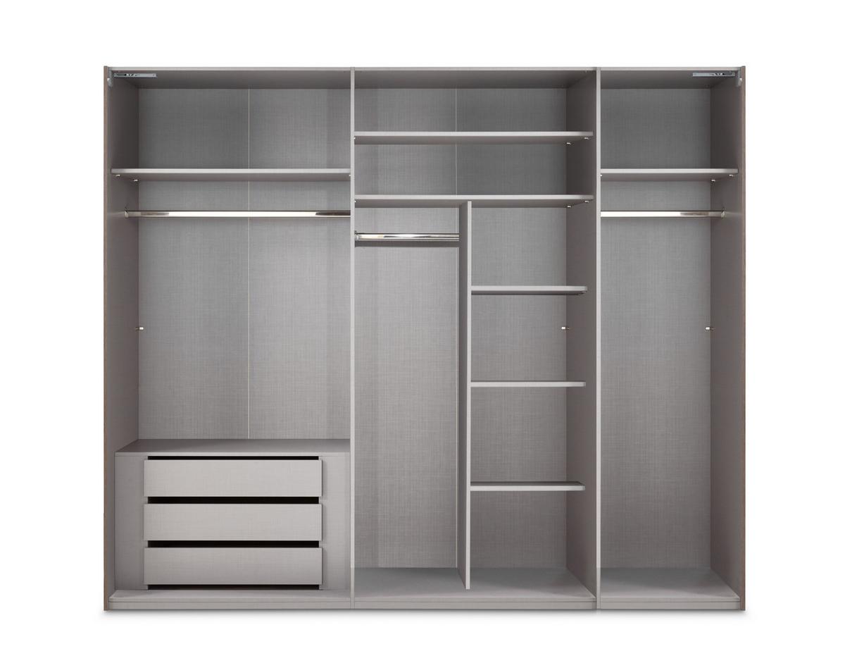 SCHWEBETÜRENSCHRANK 3-türig B250/H216/T65 cm in Anthrazit, Kleiderschrank inkl. Vollausstattung/ 22012 - Anthrazit/Rot, Holzwerkstoff/Metall (250/216/65cm) - luma-home