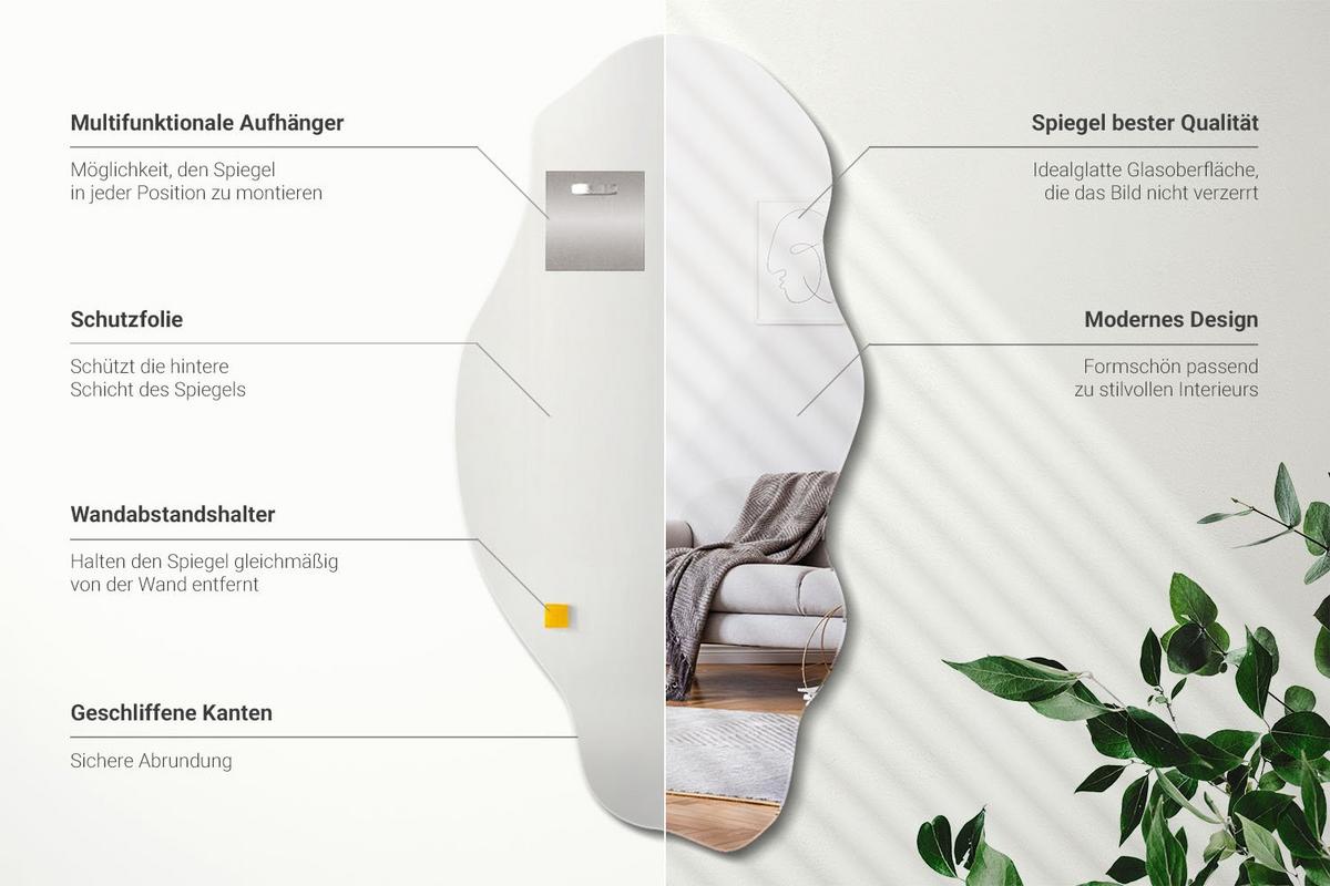 SPIEGEL 50x100 cm asymmetrisch - Transparent, Glas (50/100/0.4cm) - Wallfluent