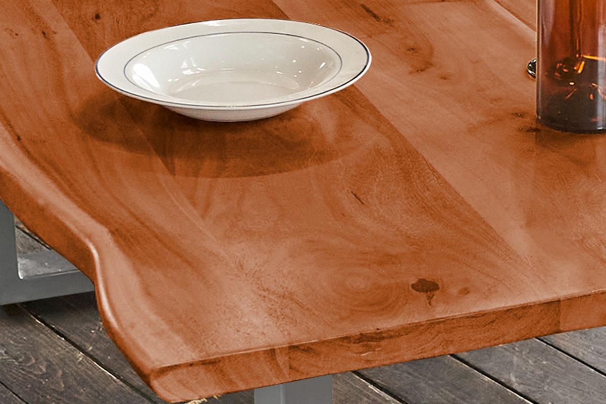 ESSTISCH LORE Holz Akazie - Silberfarben/Nussbaumfarben, Holz/Metall (100/200/78cm) - KAWOLA