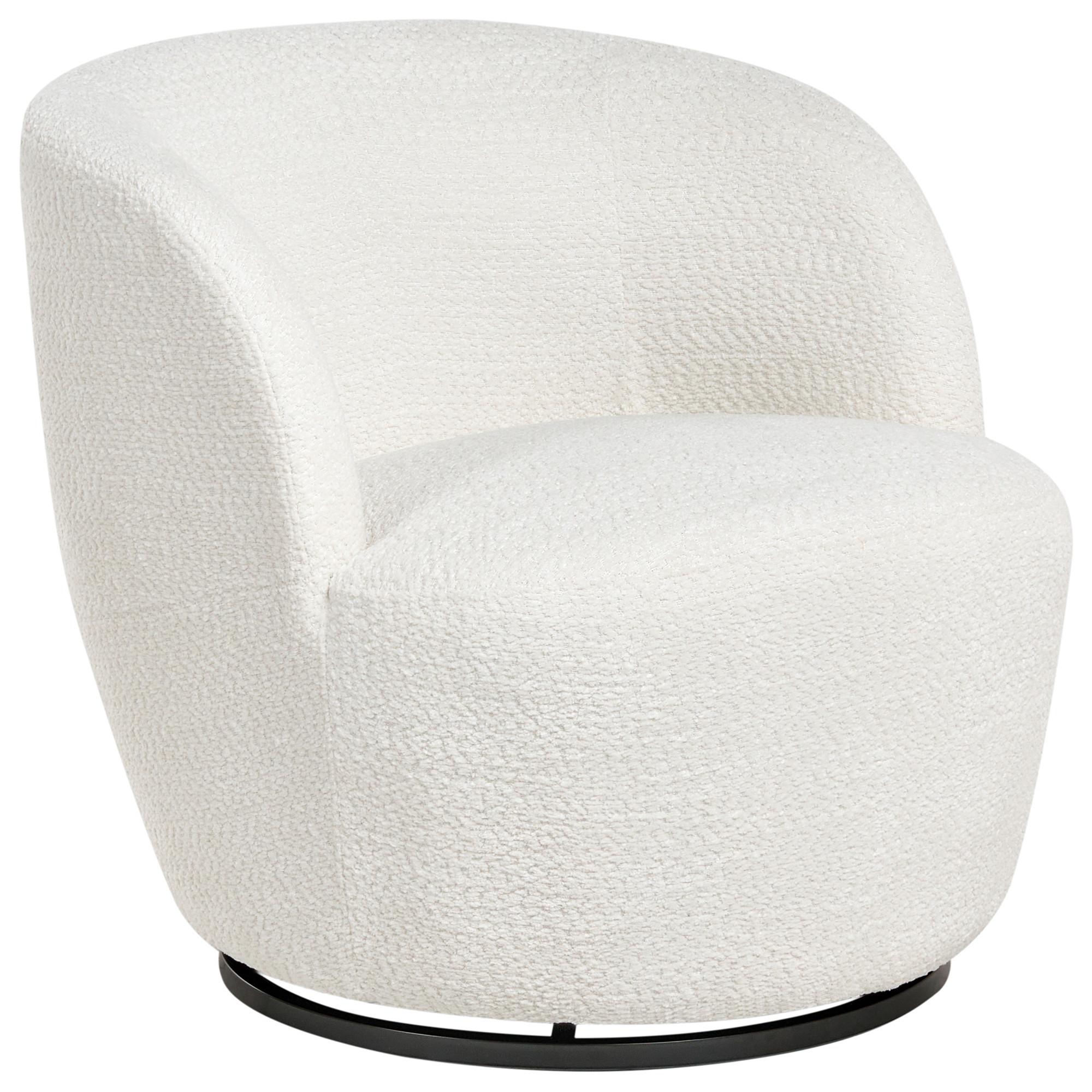 DREHSESSEL Chenillegewebe Cremeweiß Kuolpa - Weiß, Textil (67/69/75cm) - Beliani