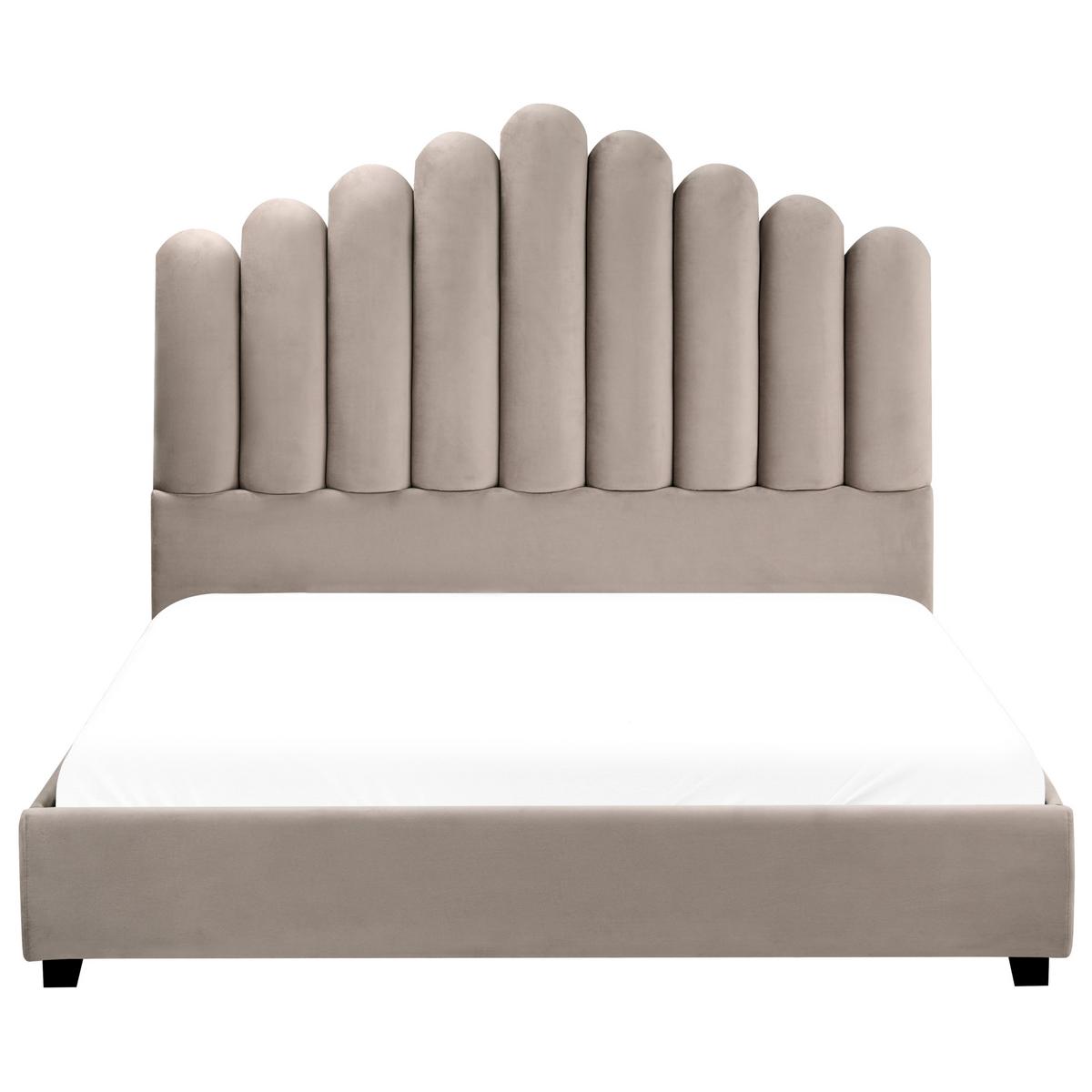 BETT mit Lattenrost 140/200 cm Taupe Vincennes - Taupe/Schwarz, Textil (140/200cm) - Beliani